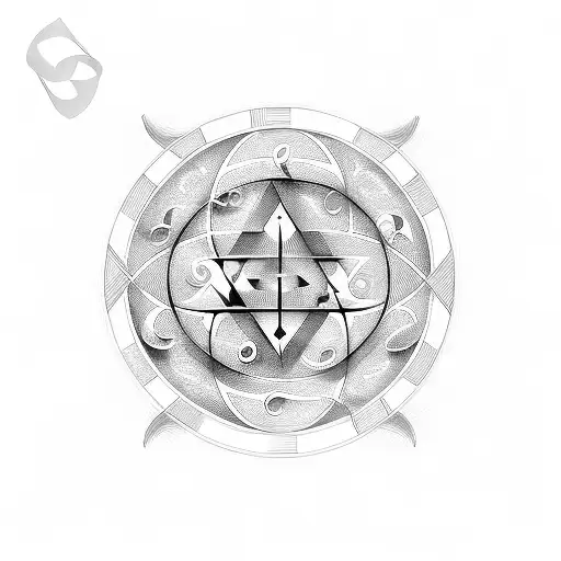 A Mathematical Symbol Surrounded By A Circle And Musical Notes