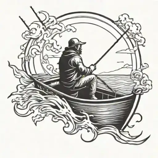 Man Fishing Boat