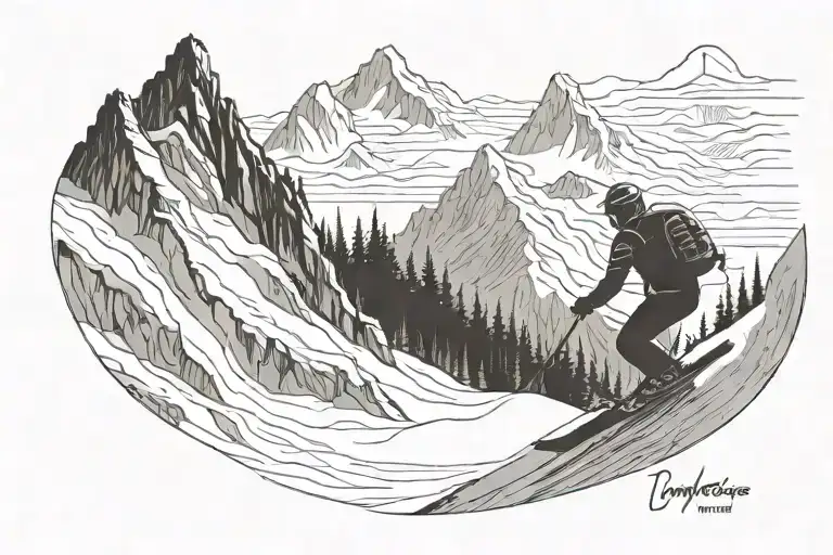Skier Carving Down A Mountain