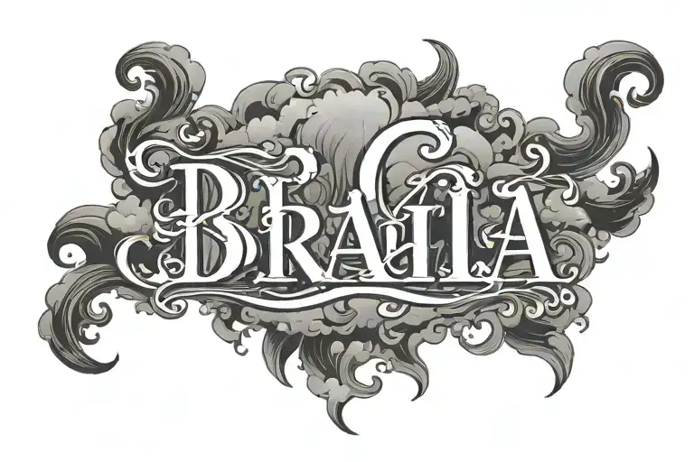 The Word 'Braila' Written In Old English Font Surrounded By Clouds