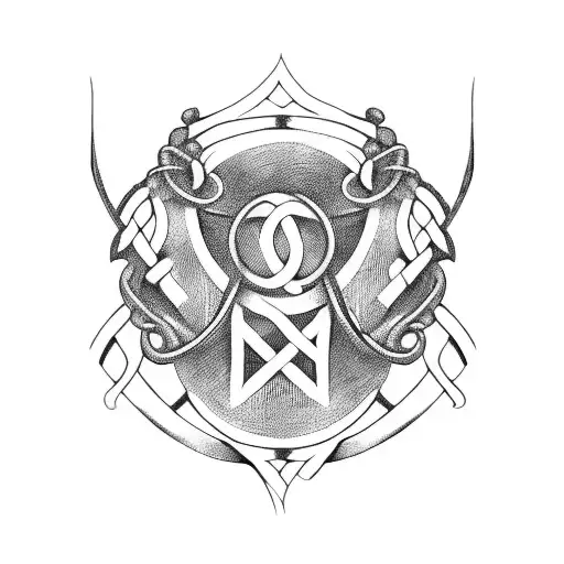 Viking Runes Forming A Powerful Symbol In Blackwork