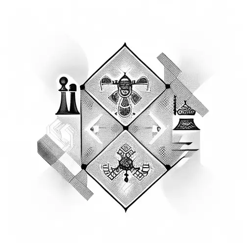 Chessboard Made Of Circuitry With Greek And Italian Symbols