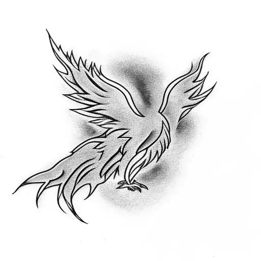 A Singing Phoenix In Blackwork Style