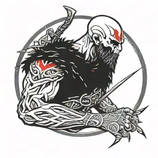 God Of War Kratos Symbol With Blades Of Chaos And No Face Or Body Parts