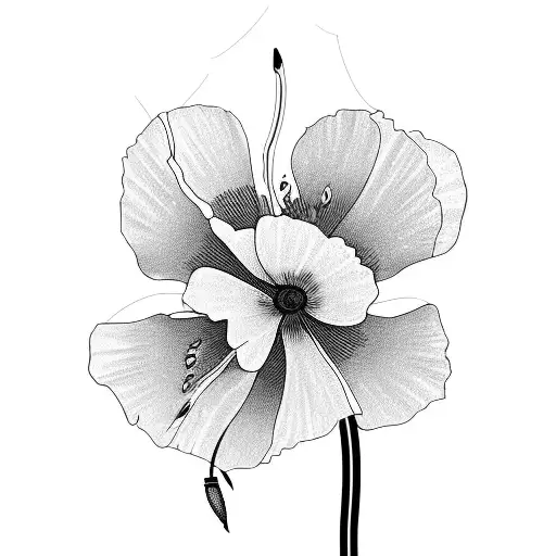 Line Drawing Of A California Poppy