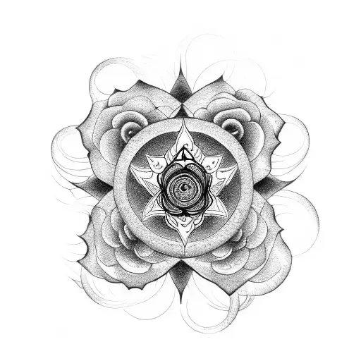 A Chakra Symbol Surrounded By A Wreath Of Flowers And Butterflies