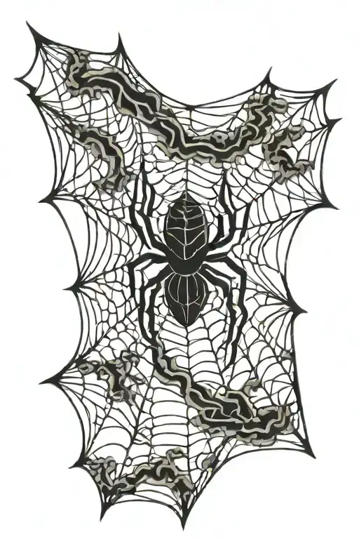 Spider Web With Spider Crawling