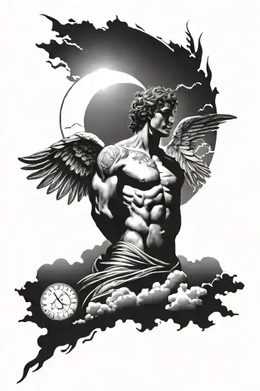 Male Angel And The Sun And Skies Above