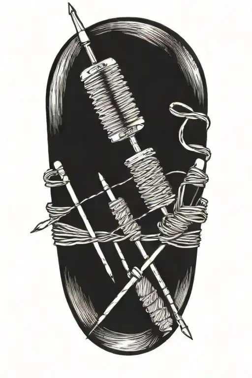 Sewing Needles And Thread Attached