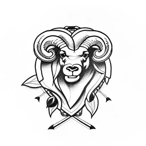 Ram With Roses And Arrows In The Background