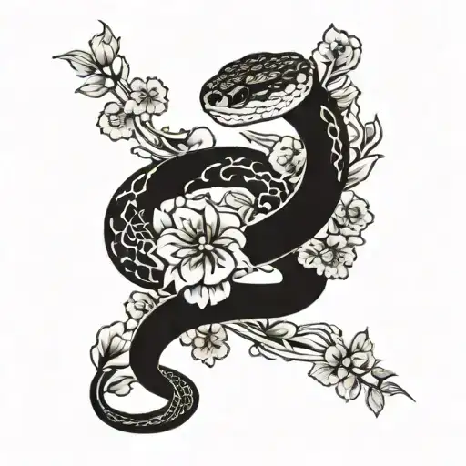 Snake With Flowers