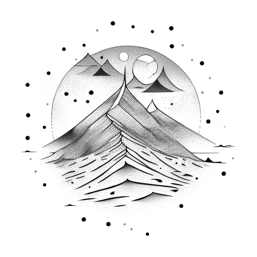 Desert Landforms With Black Space Above With Accents Of Colour As Stars