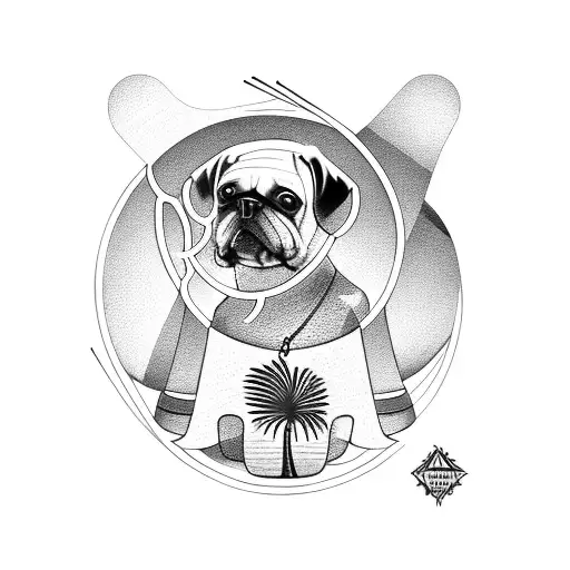 A Dog Sitting On A Hammock Under A Palm Tree