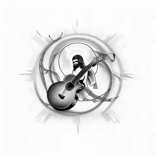 Guitar Strings Transforming Into A Highway With Jesus Guiding The Way