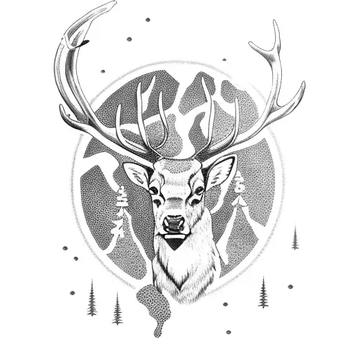 A Majestic Stag Drinking Water From A Serene Lake Surrounded By Lush Forest