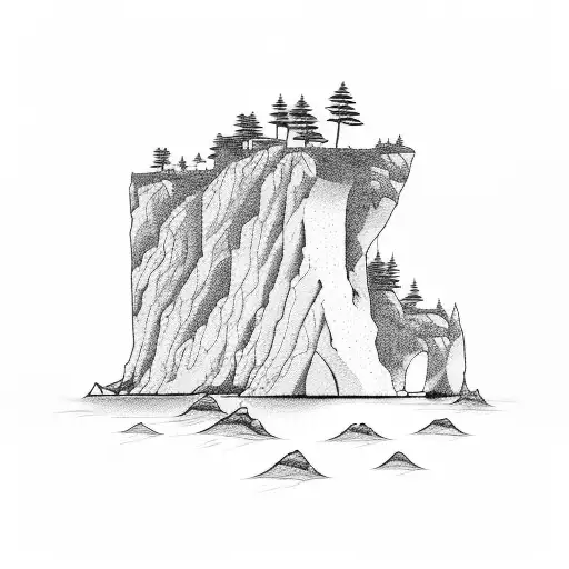 A Large Cliff With The Ocean At The Base