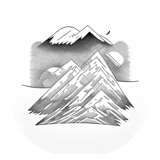 Mountain With Trees And Clouds