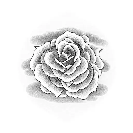 Rose Petals Forming Japanese Characters In A Blackwork Design