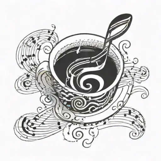 A Coffee Cup Morphing Into A Music Note
