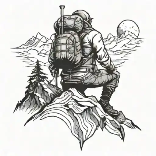 Mountaineer Climbing Mountain Peak