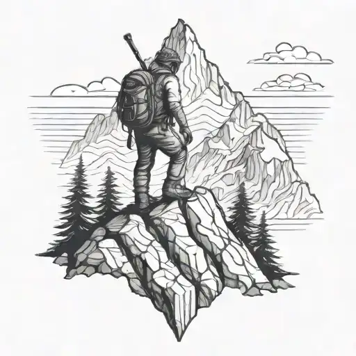 Mountaineer Climbing Mountain Peak