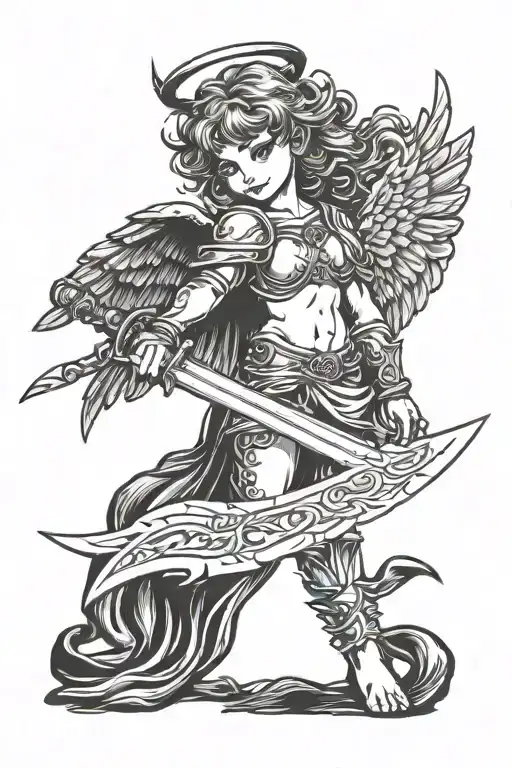 A Small Confident Angel With A Sword