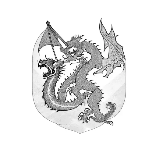 Philippines Flag With Dragon With Sword With Flowers