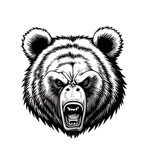 Angry Bear Looking Forward With The Face