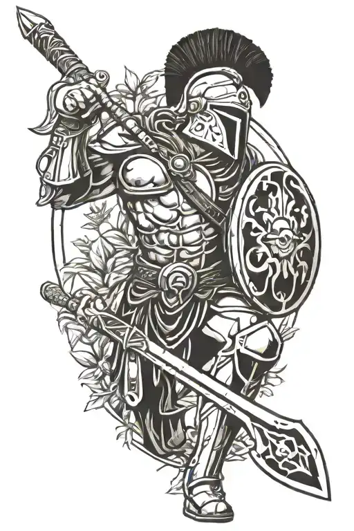 Spartan Warrior In A Garden