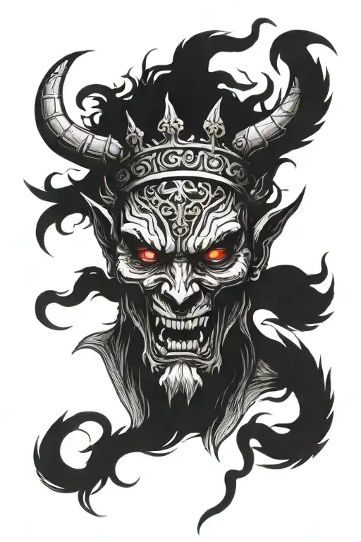 Demon With Wings Crown Over Head