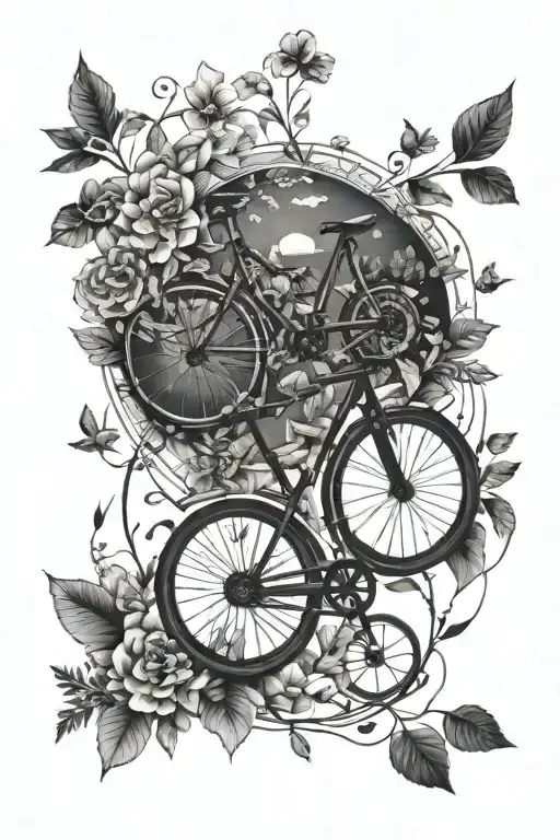 Bicycle Surrounded By Nature Elements Intertwined