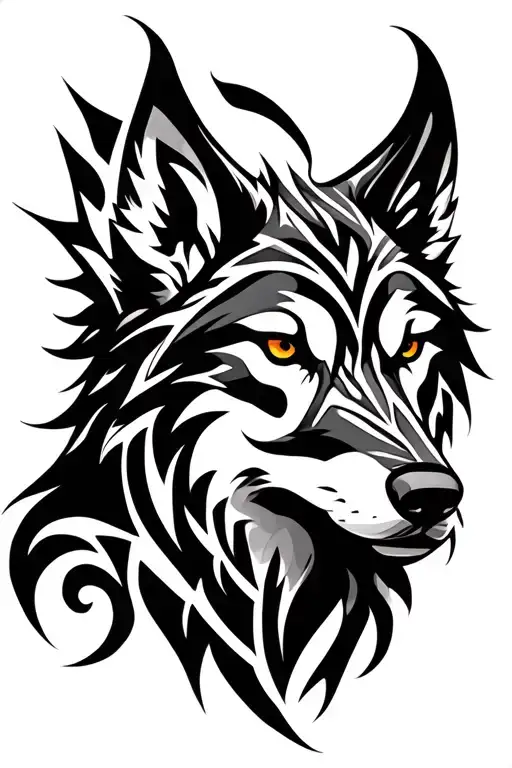 Wolf Head Tribal Design