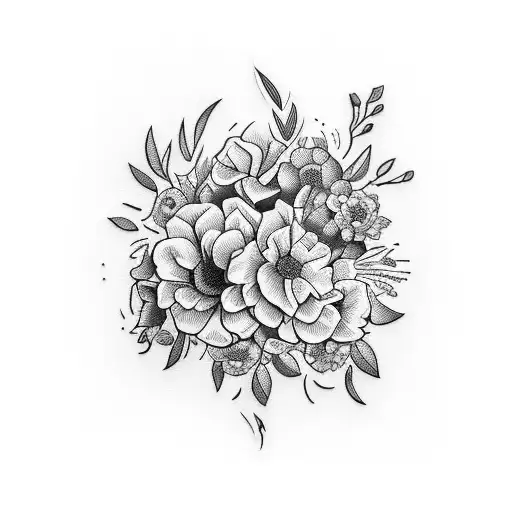 A Bouquet Of Flowers Forming The Shape Of A Dog