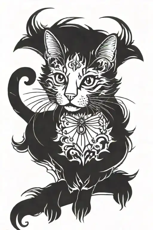 Black Cat Tattoo Design