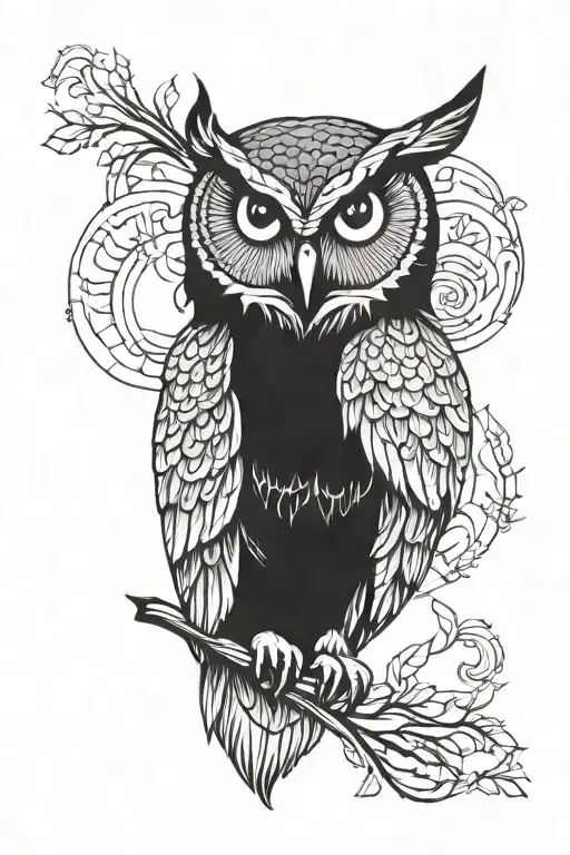 Owl With A Black Background