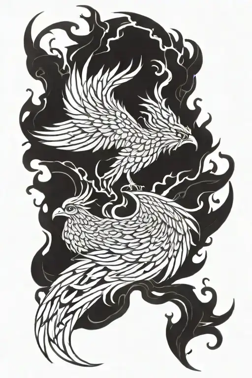 Phoenix Rising From Flames Left Arm Sleeve