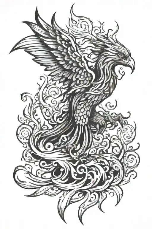 Phoenix Rising From Flames Left Arm Sleeve