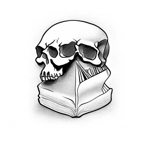 Skull Reading A Book As A Reflection Of A Mirror