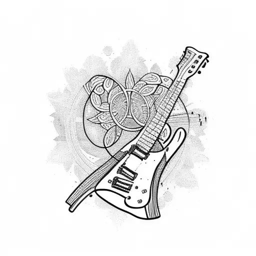 A Guitar With Strings Patterns Marijuana Style