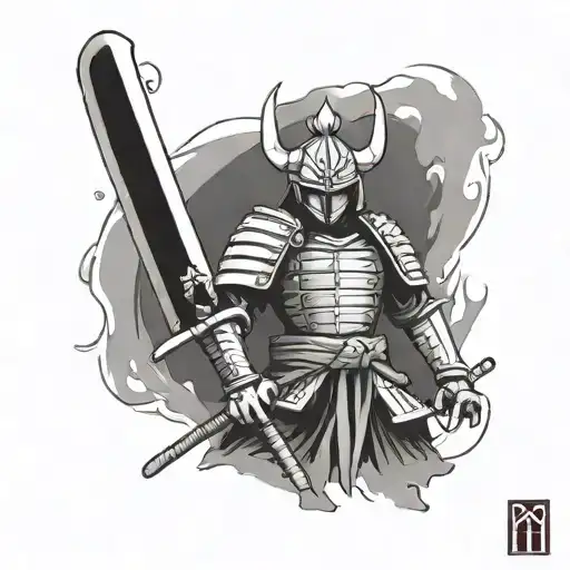Samurai Warrior Ac Milan Logo Halfed