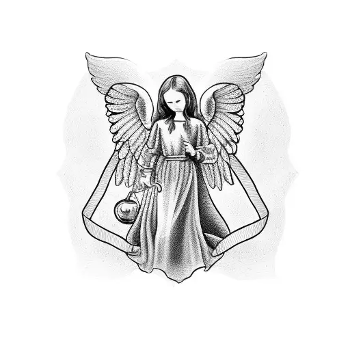 Angel Holding Up An Hourglass
