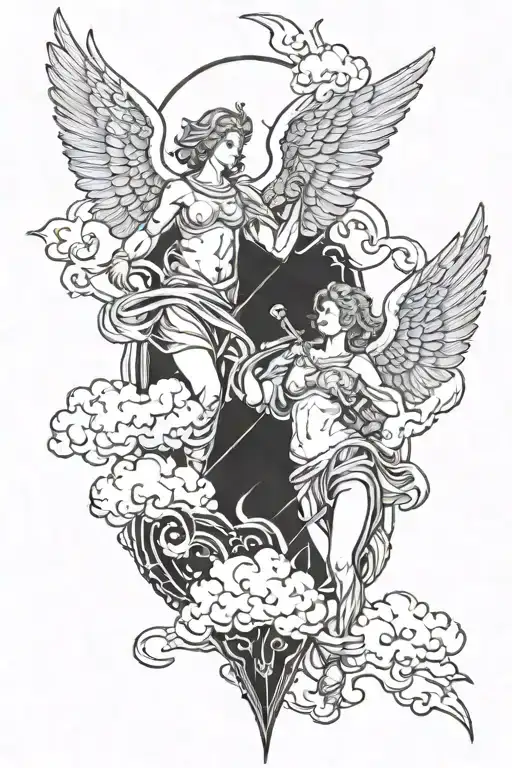 Biblical Accurate Angels With Clouds And Lightning