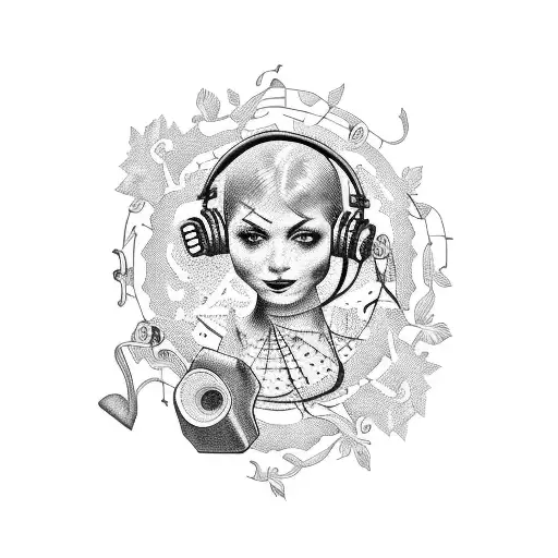 A Tattoo Featuring A Family With Music