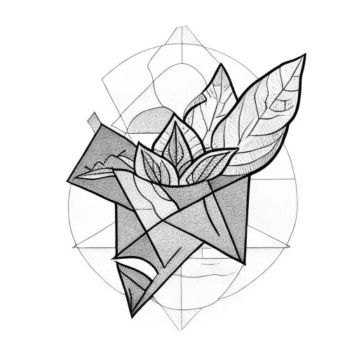 Basil Plant Surrounded By Triangle