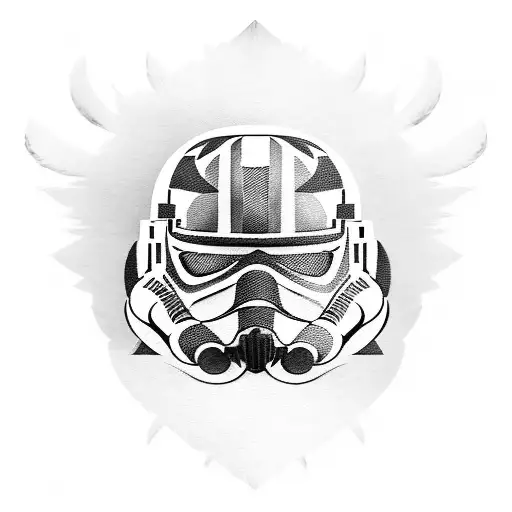 A Clone Trooper Helmet Adorned With Intricate Wolf Feathers