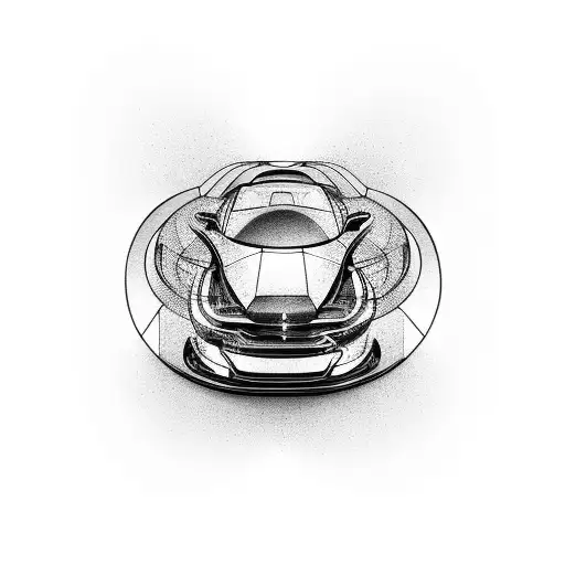 A Sleek And Futuristic Car Merging With A Glass Sculpture