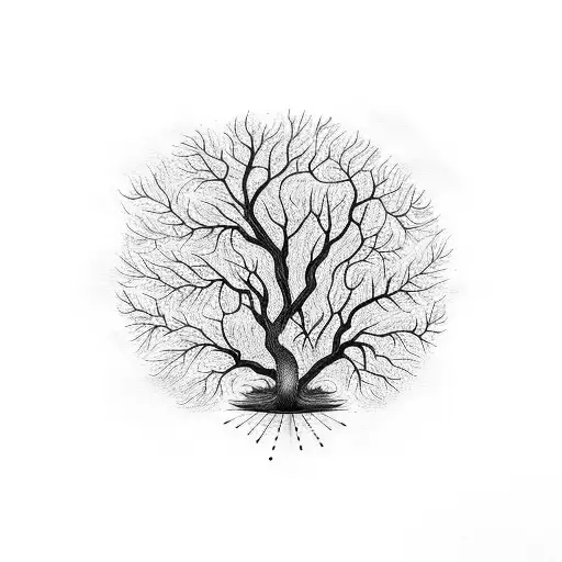 Tree With Fire And Person Under It