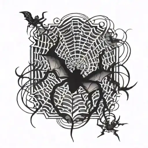 Spider Web Design Bats Flying Centipede Crawling