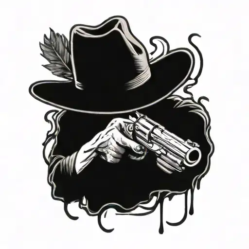 Dead Cowboy Losing Shotgun In One Hand