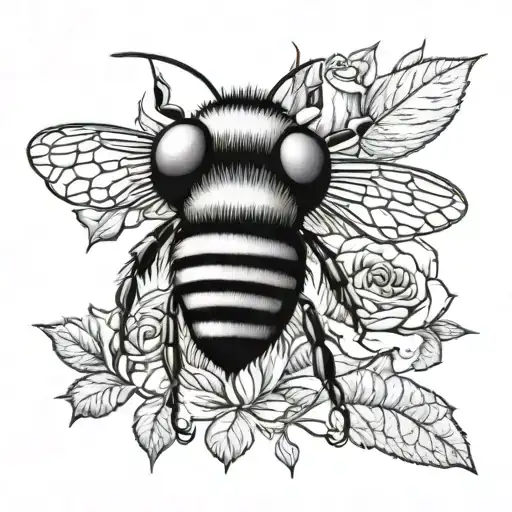 Bee With Salamander And A Rose Intertwined